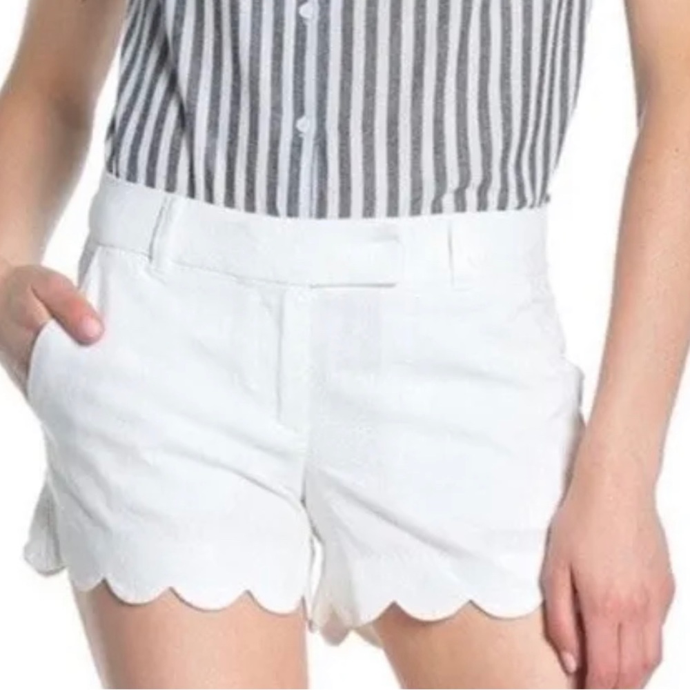 J Crew White Scalloped Short
